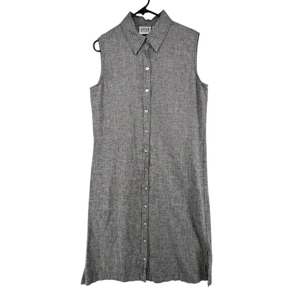 Chico's Design Vintage Size 2 Large Shirt Dress Button Front Linen Cotton Midi - Picture 1 of 5